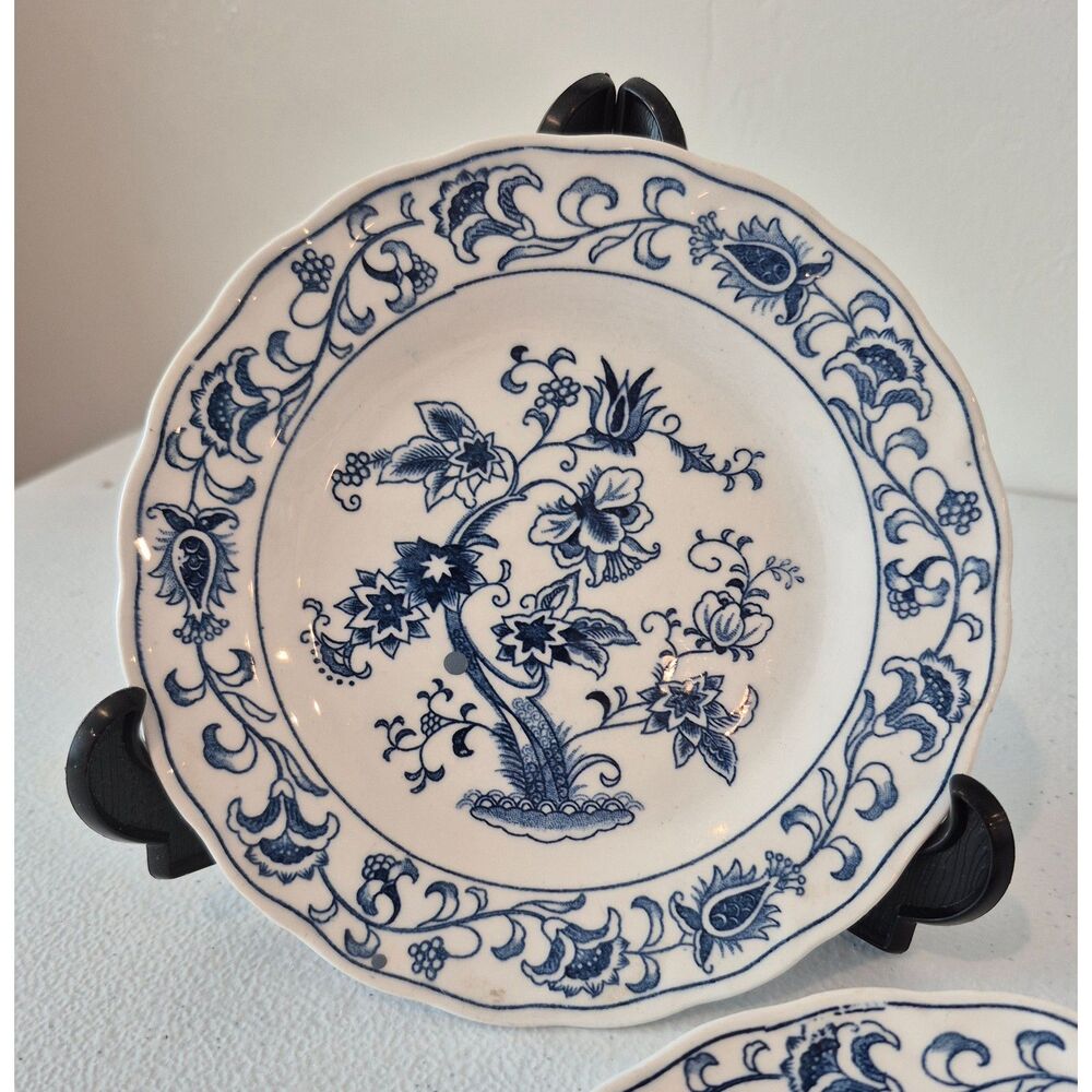 Vintage Nikko Double Phoenix Ming Tree Blue and White dessert plates 1960's